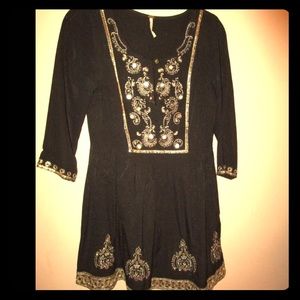 Free People Black Dress With Gold & Silver Sequins